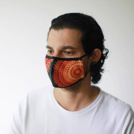 Reusable Fashion Face Mask - Orange Mandala